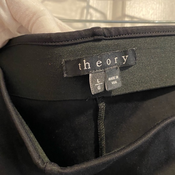 Theory Azray Techno Jersey Leather Side Panel Black Skinny Elastic Pants - Picture 6 of 11